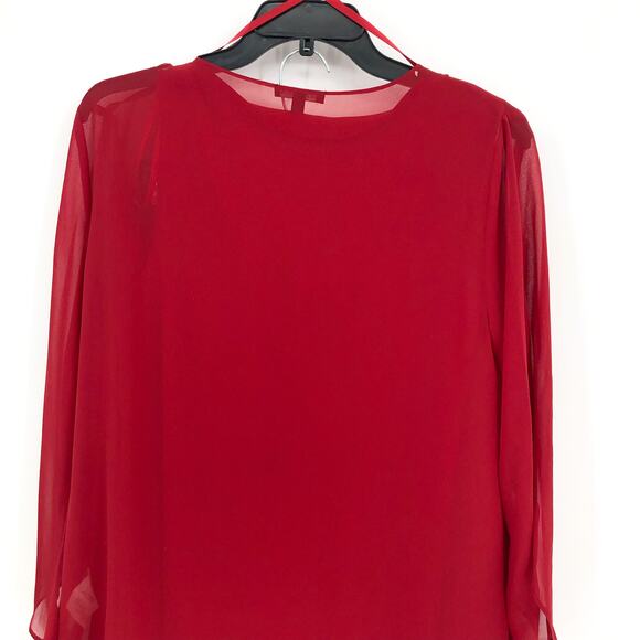 MARINA Womens V-Neck 3-Piece Pant Set Size 10 Red Cranberry Chiffon NWT - Picture 9 of 14